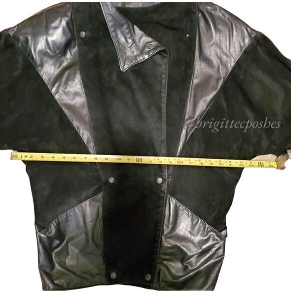 Vintage Comint Black Snap Suede Leather Coat Jacket Size Small - Picture 6 of 10